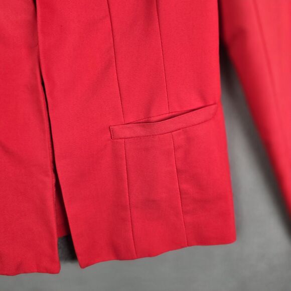 Versona Red Blazer 2 Collarless Hook Eye Pockets Split Cuffs Stretch Work Jacket - Picture 6 of 16